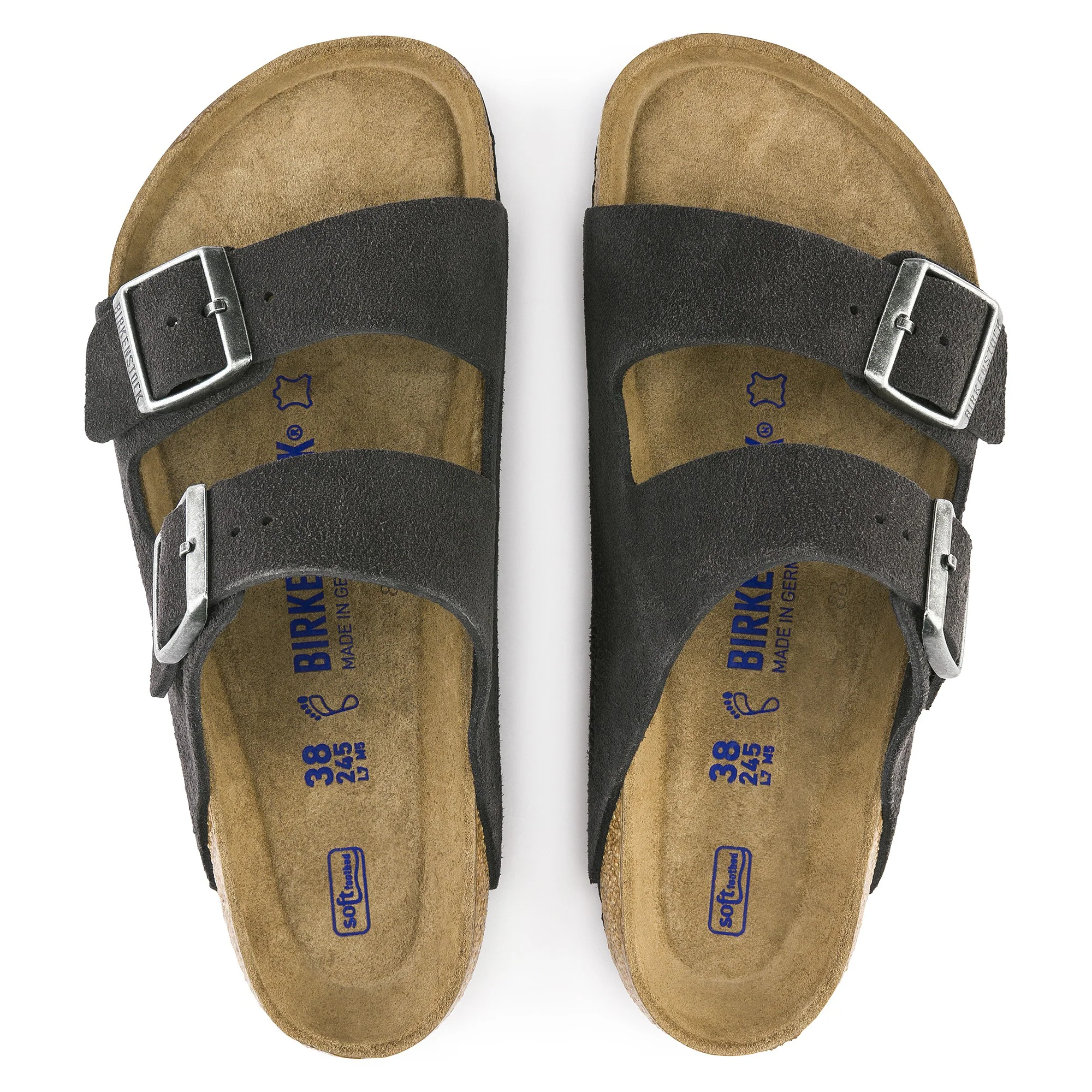 Arizona Soft Footbed Suede Leather Velvet Grey - Image 2