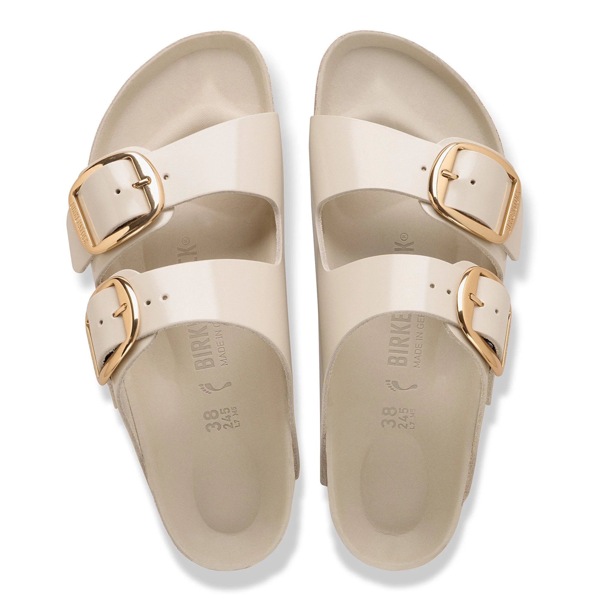 Arizona Big Buckle Natural Leather Patent High-Shine Oyster - Image 4