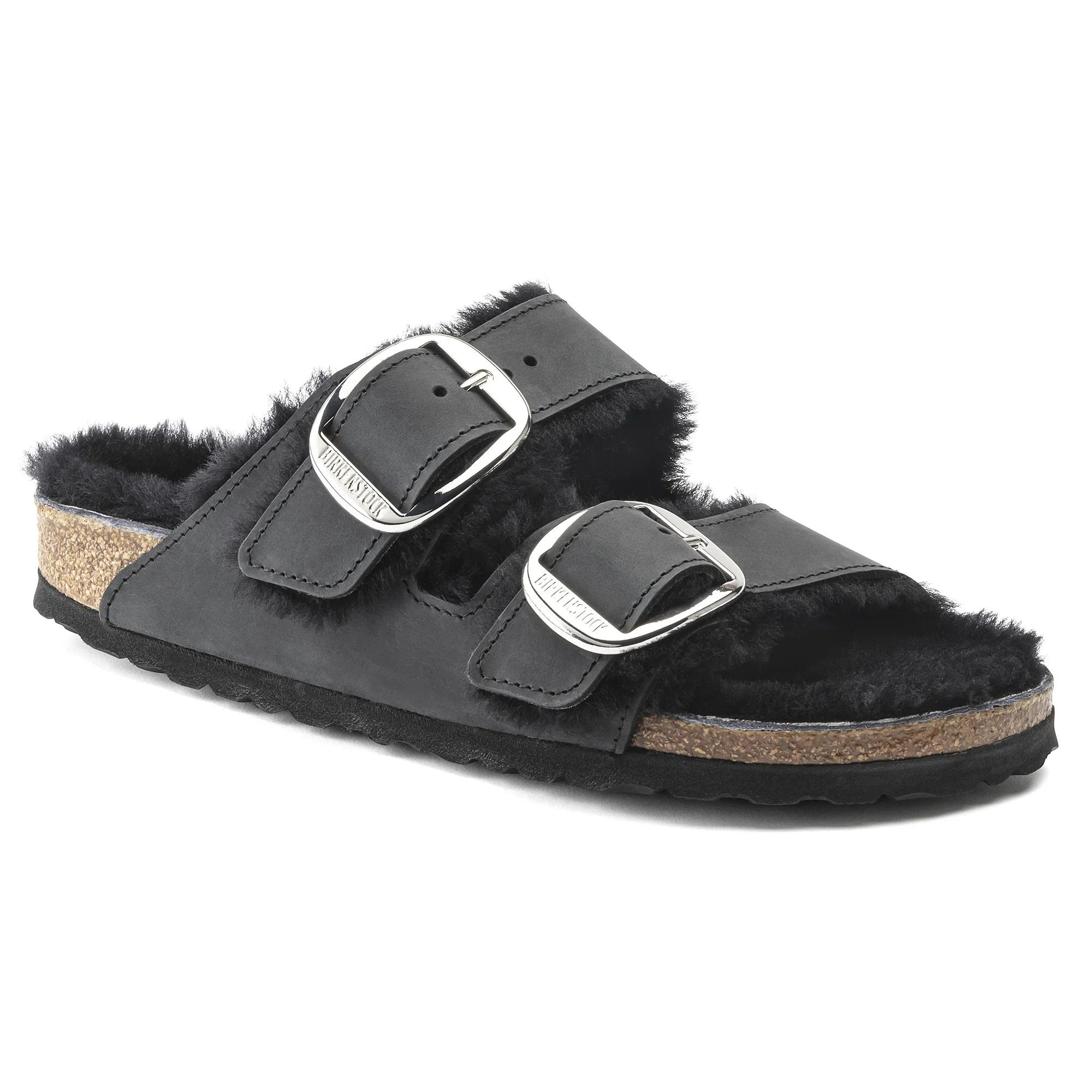 Arizona Big Buckle Shearling Natural Leather Oiled Black
