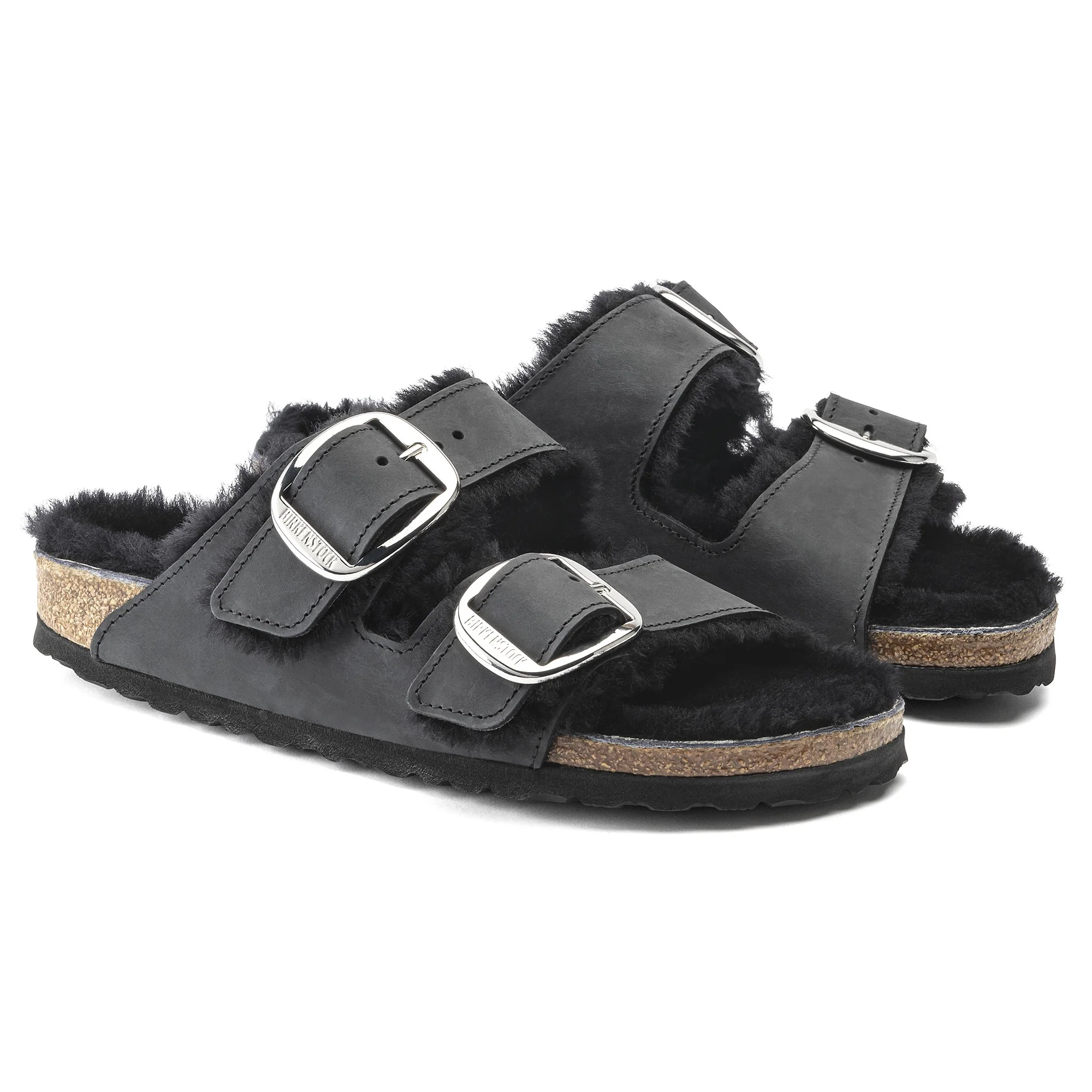 Arizona Big Buckle Shearling Natural Leather Oiled Black - Image 6