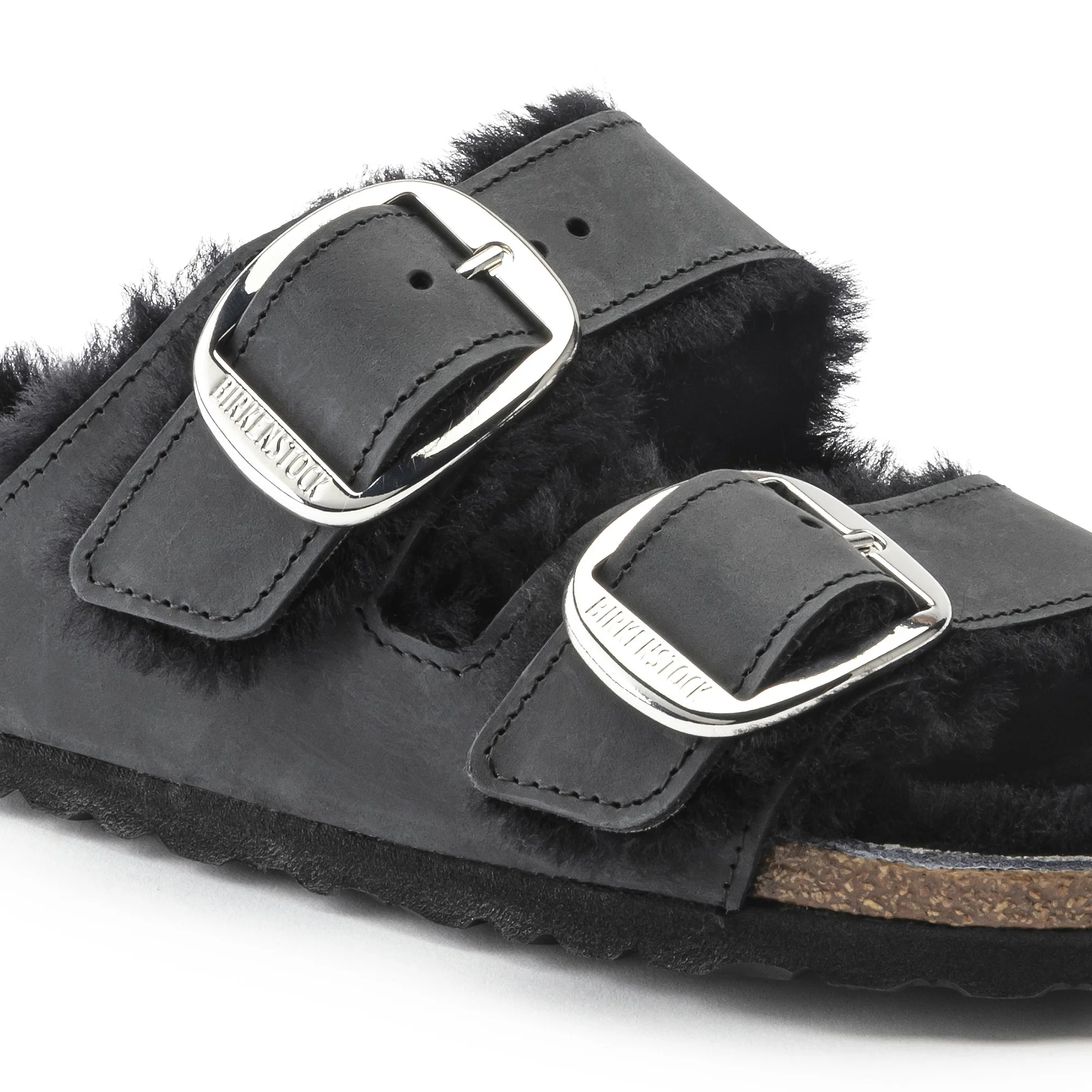 Arizona Big Buckle Shearling Natural Leather Oiled Black - Image 8