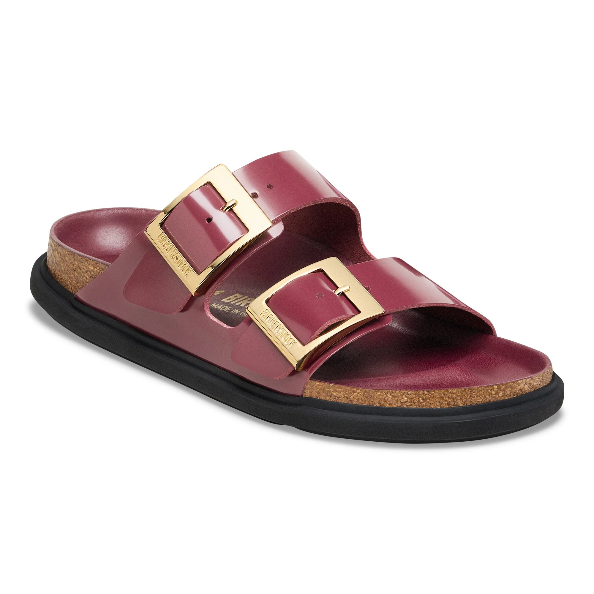 Arizona Droplet Buckle Natural Leather Patent Zinfandel High Shine