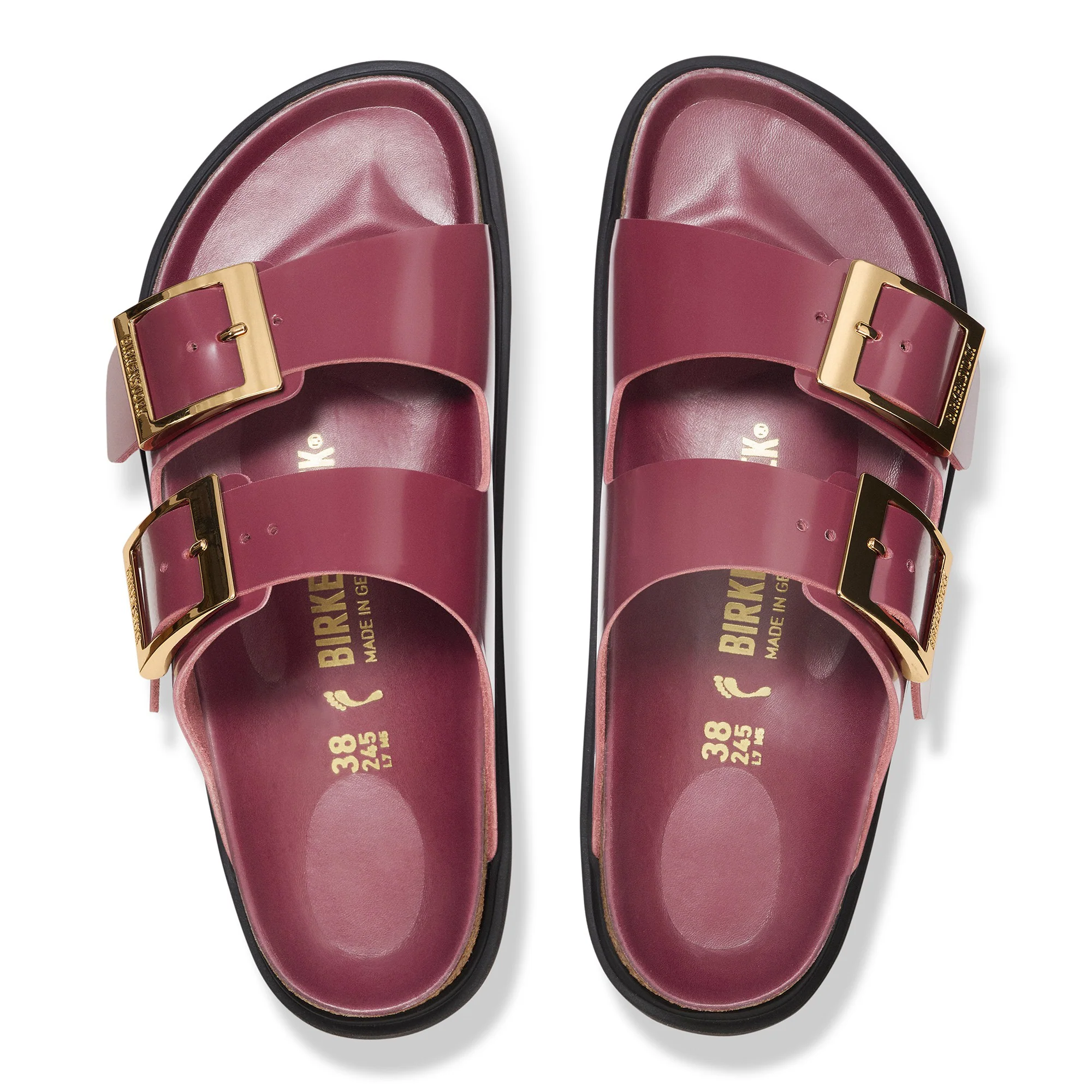 Arizona Droplet Buckle Natural Leather Patent Zinfandel High Shine - Image 3