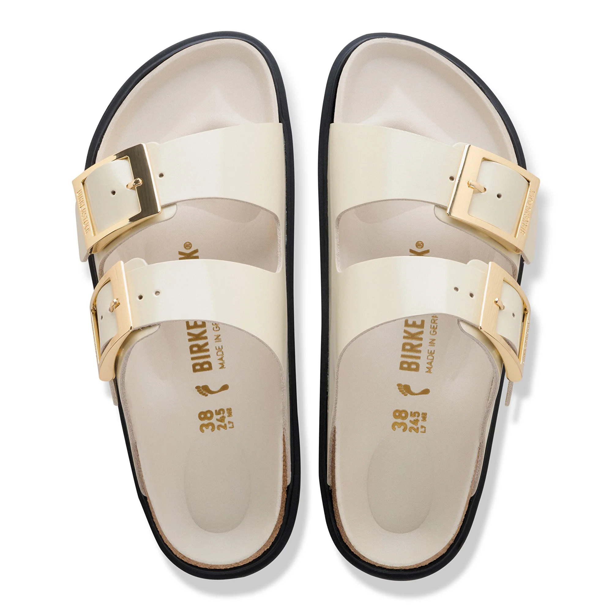 Arizona Droplet Buckle Natural Leather Patent High-Shine Ecru - Image 4