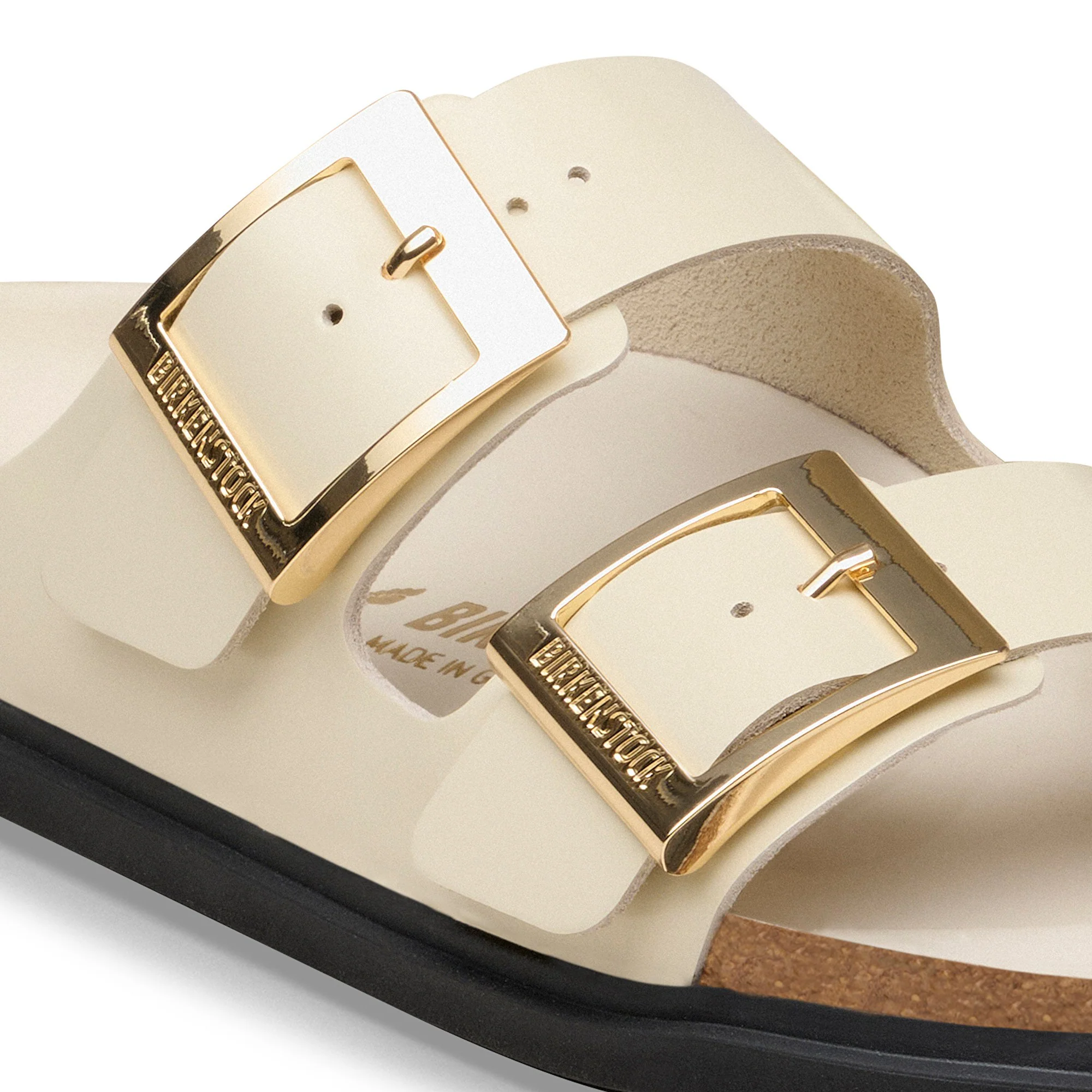 Arizona Droplet Buckle Natural Leather Patent High-Shine Ecru - Image 7