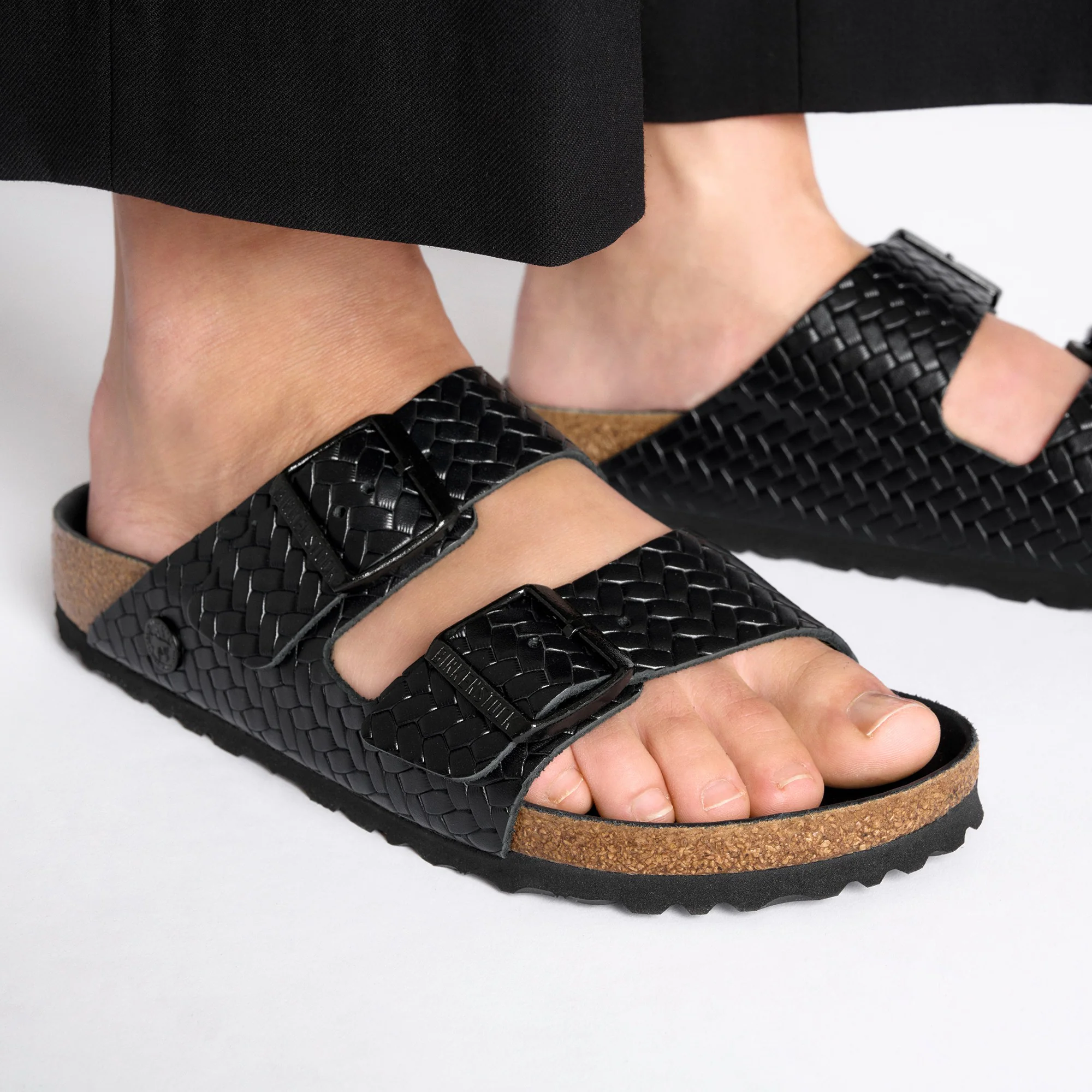Arizona Rivet Logo Natural Leather Woven Embossed Black - Image 6