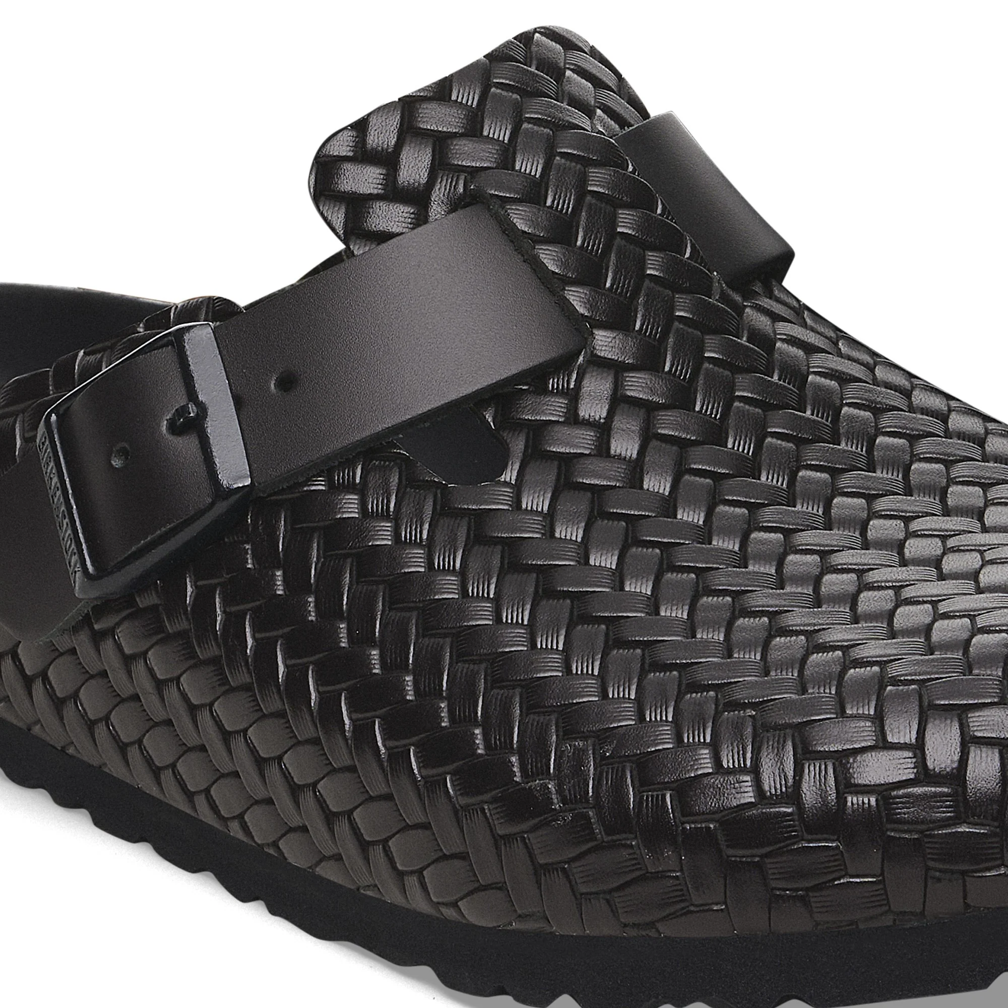 Boston Rivet Logo Natural Leather Woven Embossed Black - Image 5