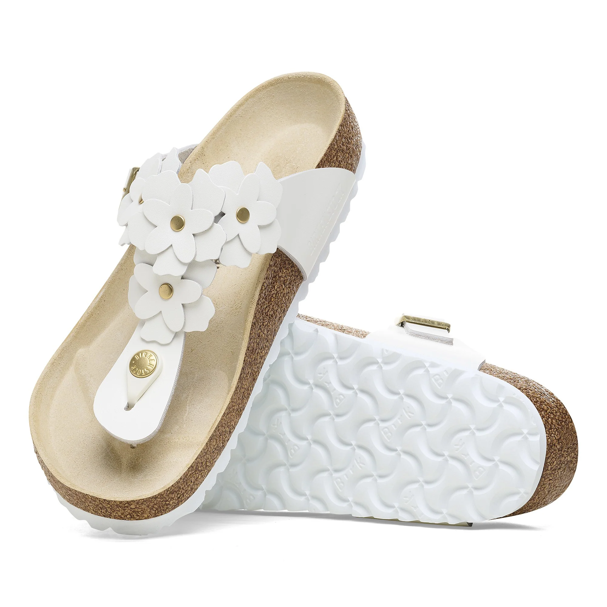Gizeh Flower Embellishment Natural Leather White - Image 2