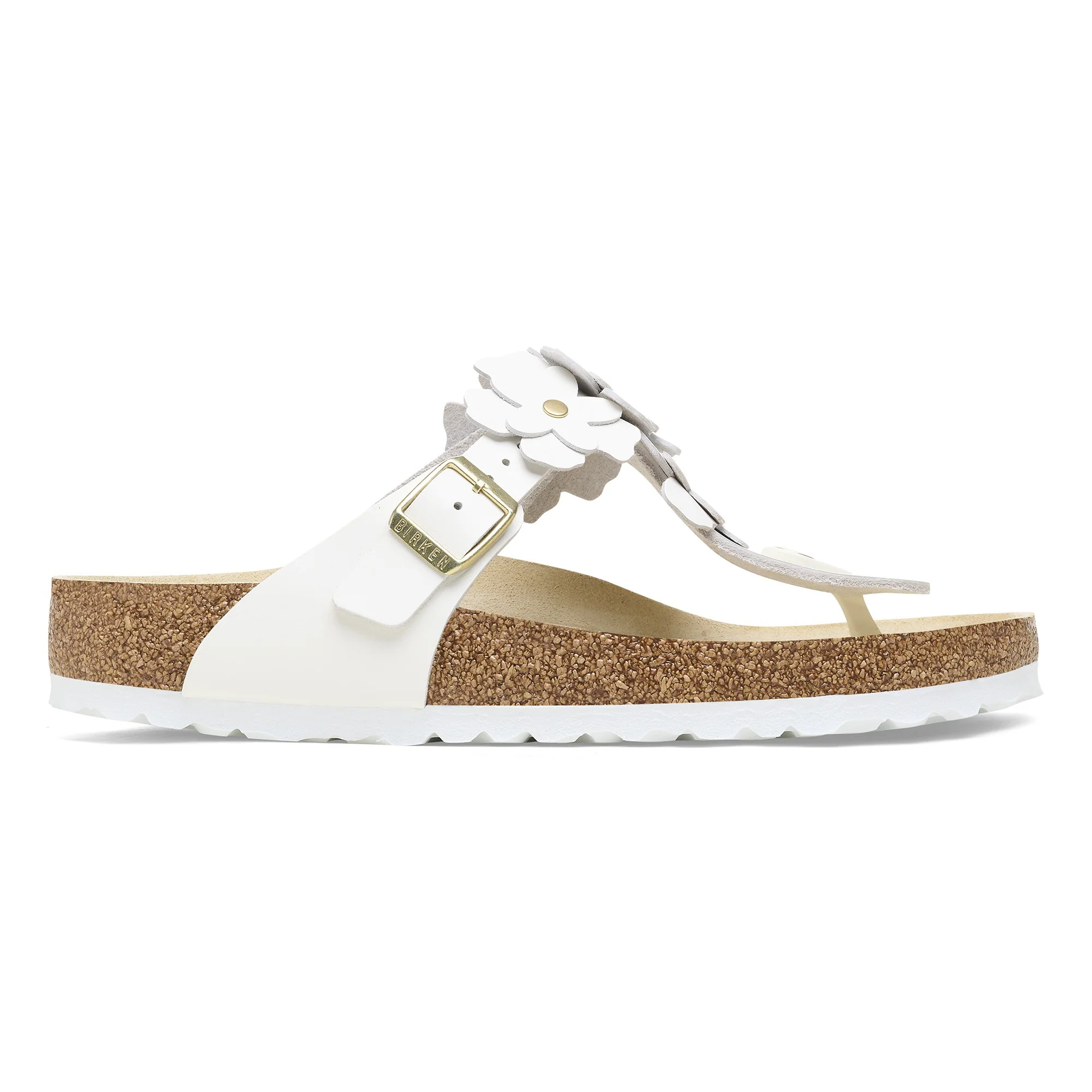 Gizeh Flower Embellishment Natural Leather White - Image 3