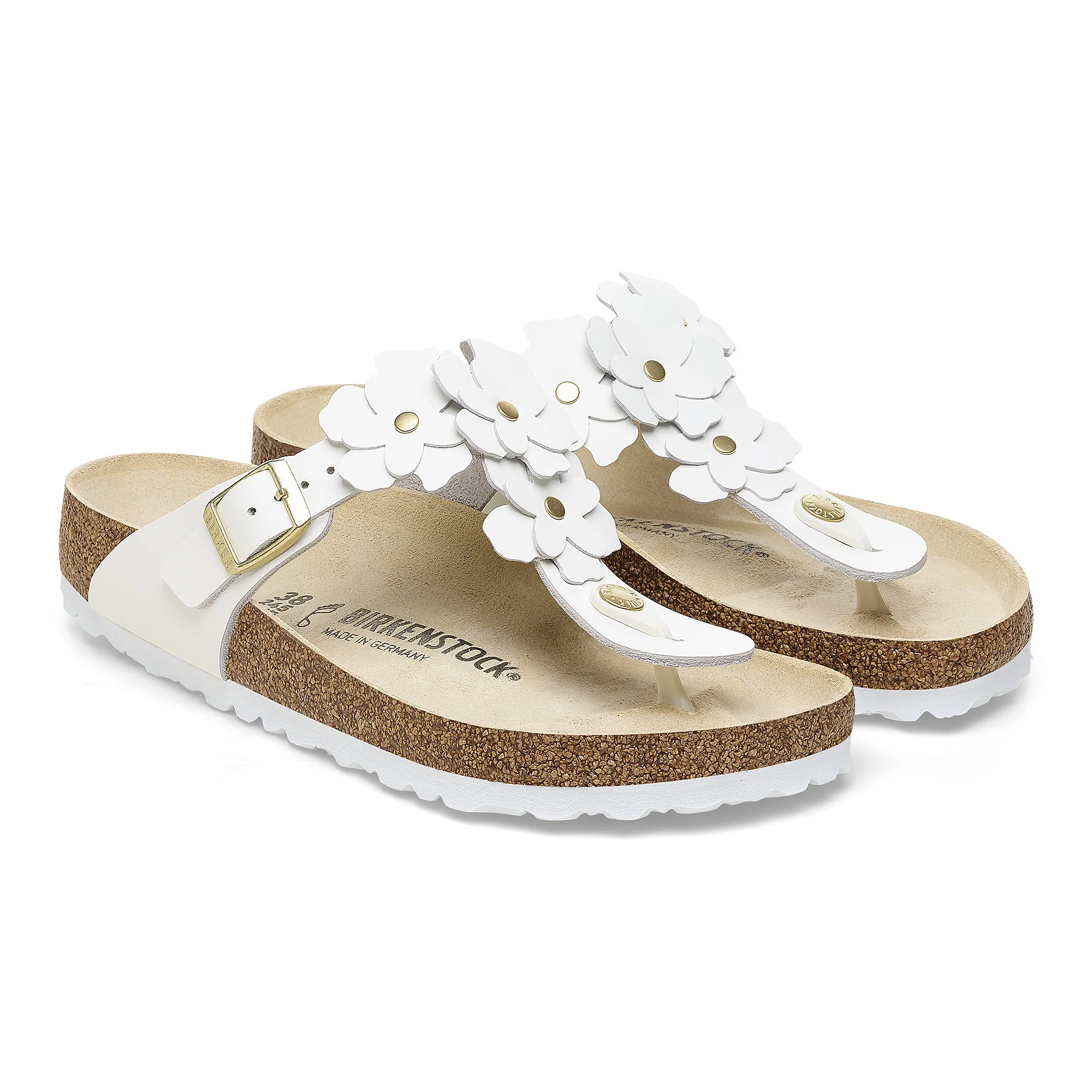 Gizeh Flower Embellishment Natural Leather White - Image 5