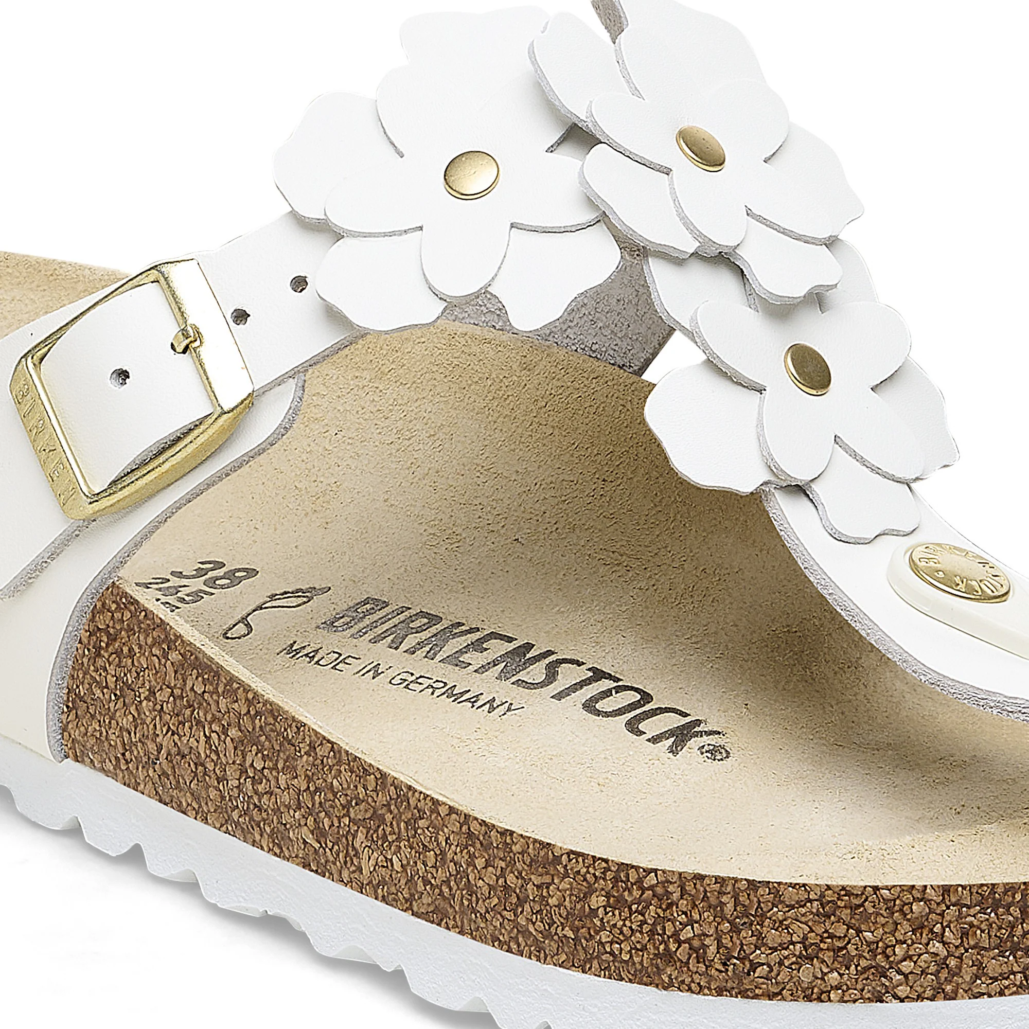 Gizeh Flower Embellishment Natural Leather White - Image 6