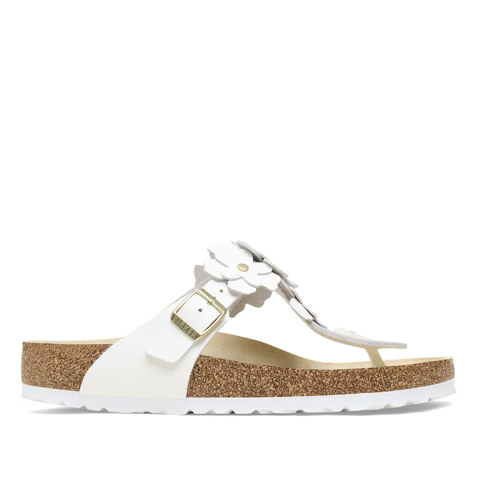 Gizeh Flower Embellishment Natural Leather White - Image 7