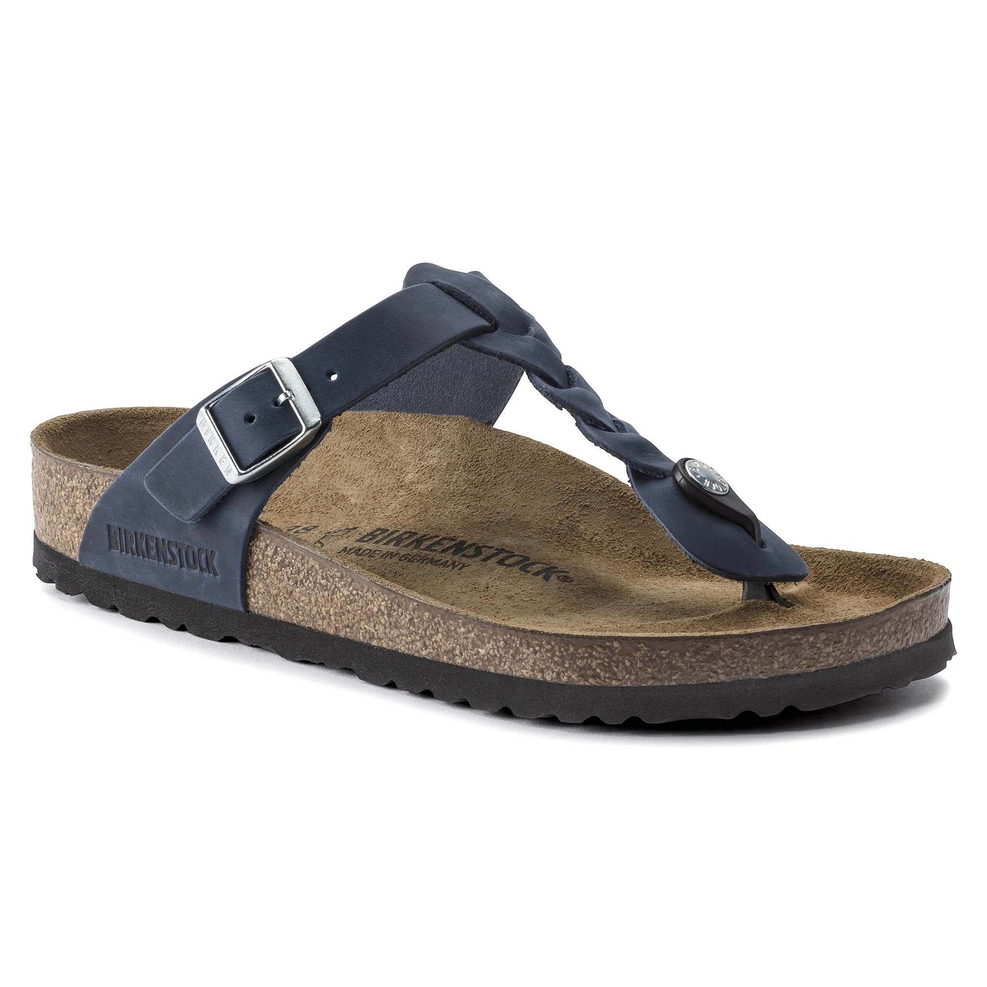 Gizeh Braided Natural Leather Oiled Navy