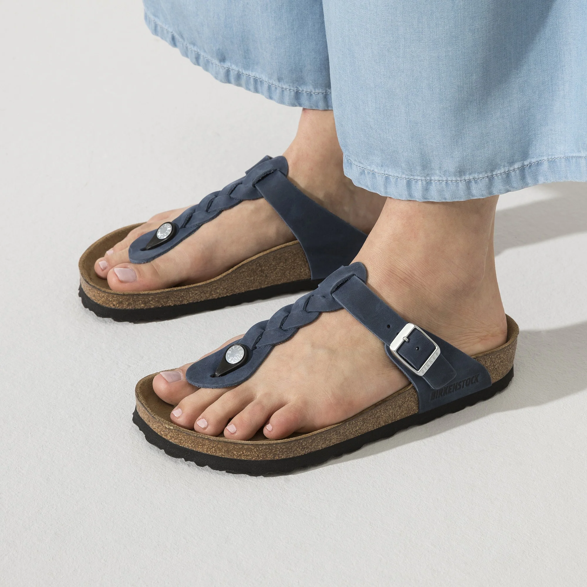 Gizeh Braided Natural Leather Oiled Navy - Image 7