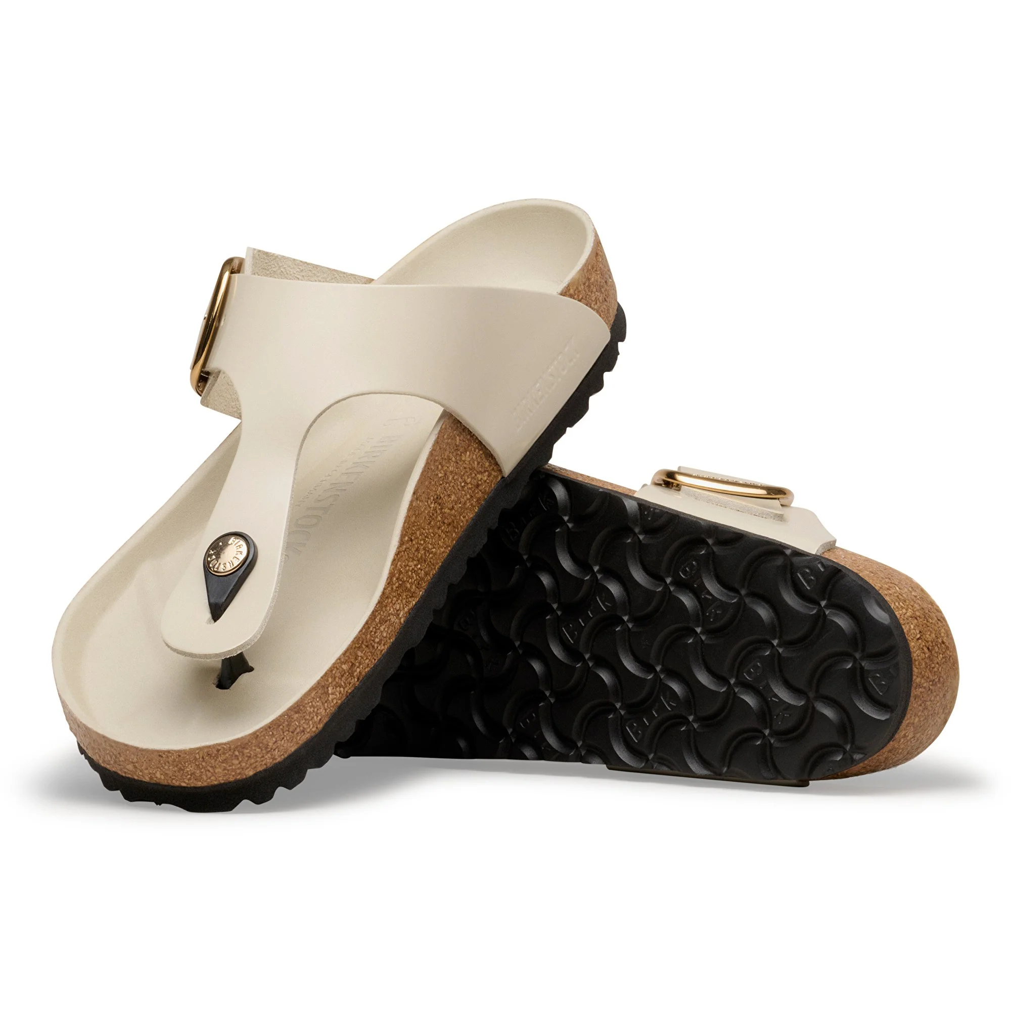 Gizeh Big Buckle Natural Leather Patent High-Shine Oyster - Image 2