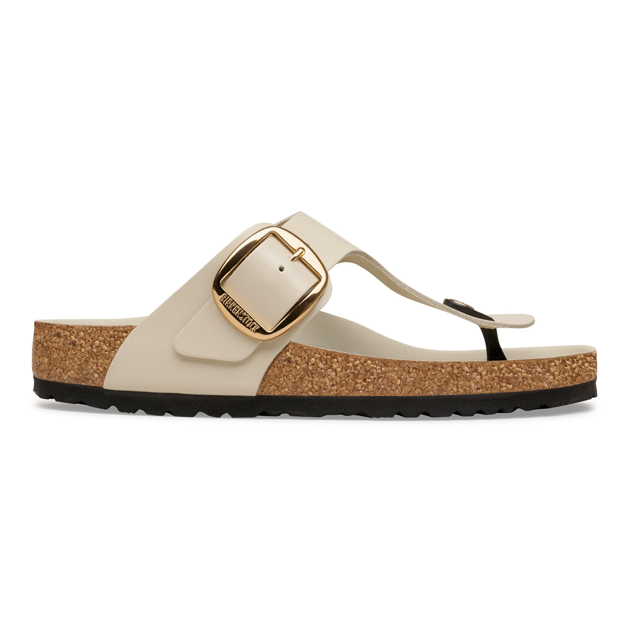 Gizeh Big Buckle Natural Leather Patent High-Shine Oyster - Image 5