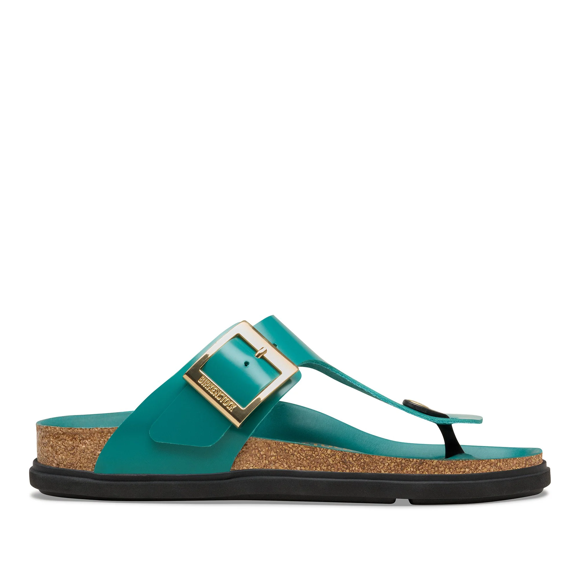 Gizeh Droplet Buckle Natural Leather Patent High-Shine Dark Teal - Image 3