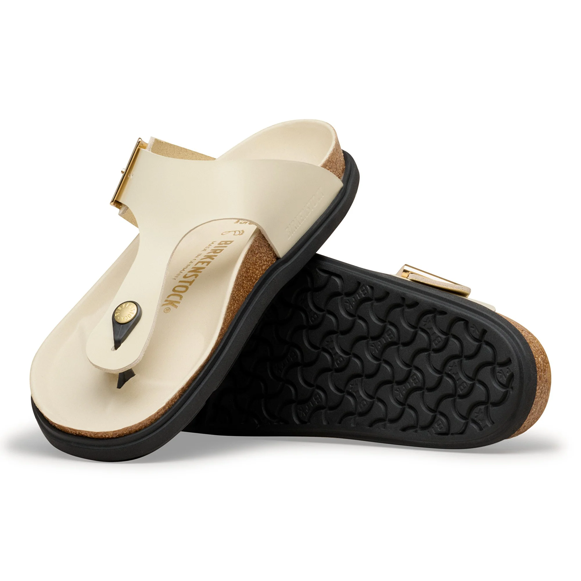 Gizeh Droplet Buckle Natural Leather Patent High-Shine Ecru - Image 2