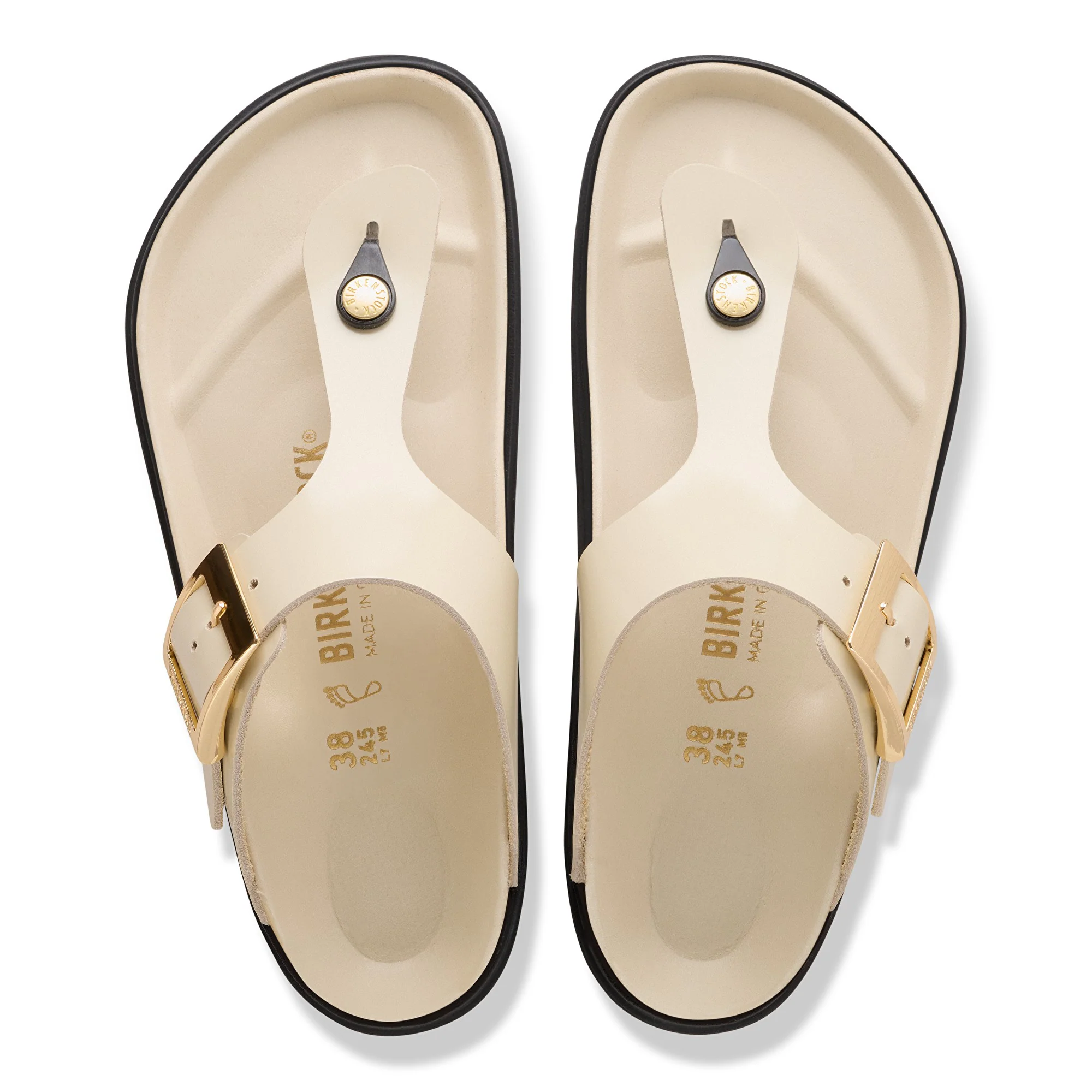 Gizeh Droplet Buckle Natural Leather Patent High-Shine Ecru - Image 4
