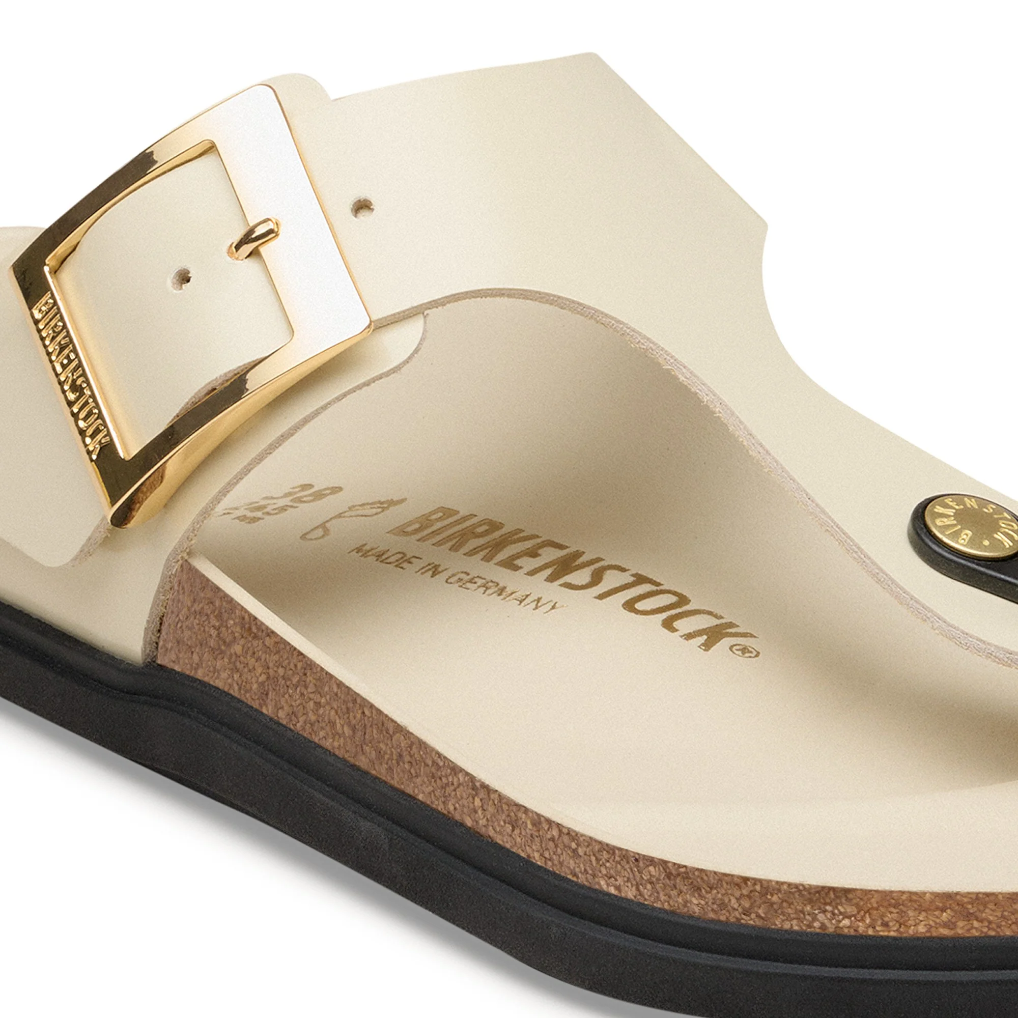 Gizeh Droplet Buckle Natural Leather Patent High-Shine Ecru - Image 7