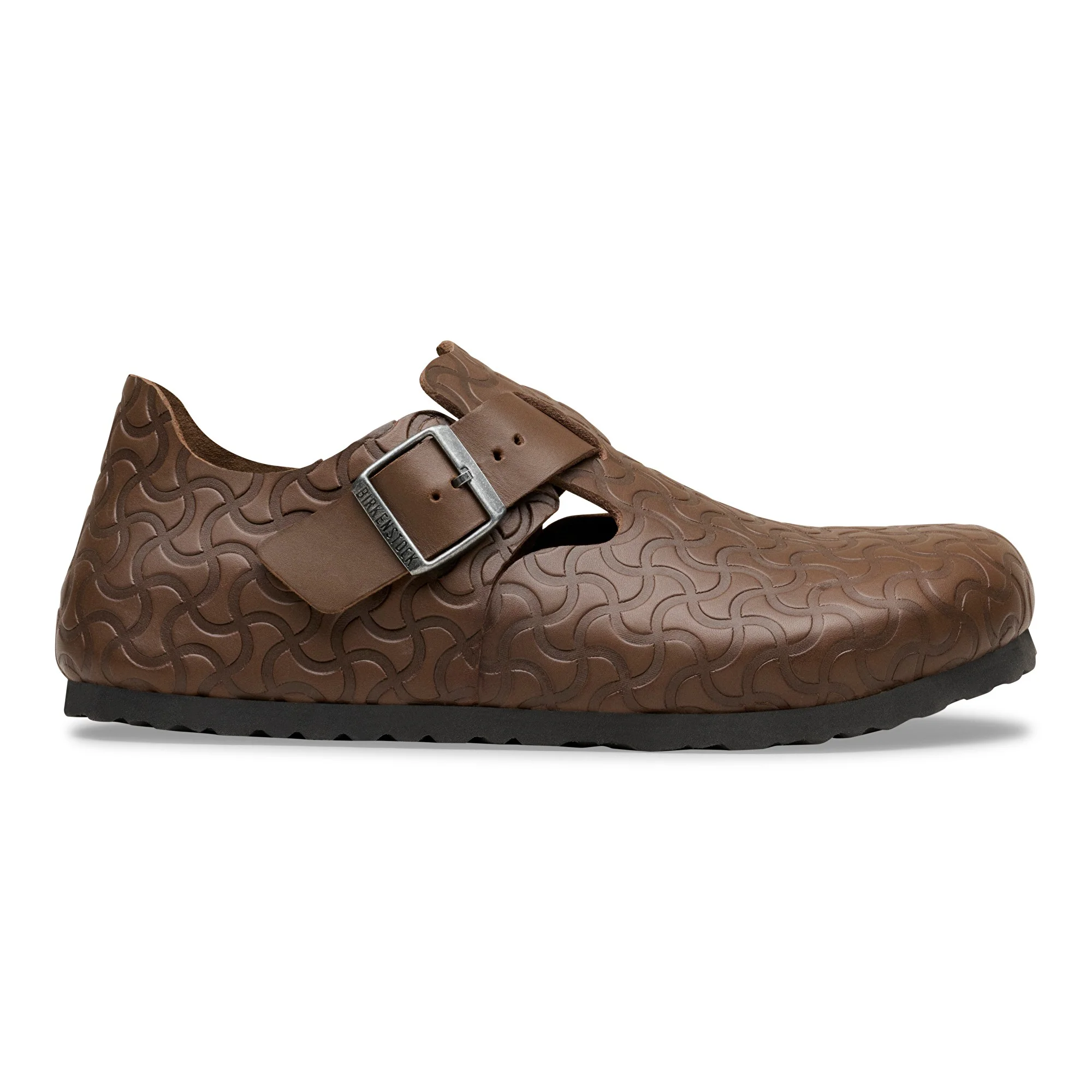 London Single Strap Natural Leather Embossed Carafe Semi Veg Tan - Image 5