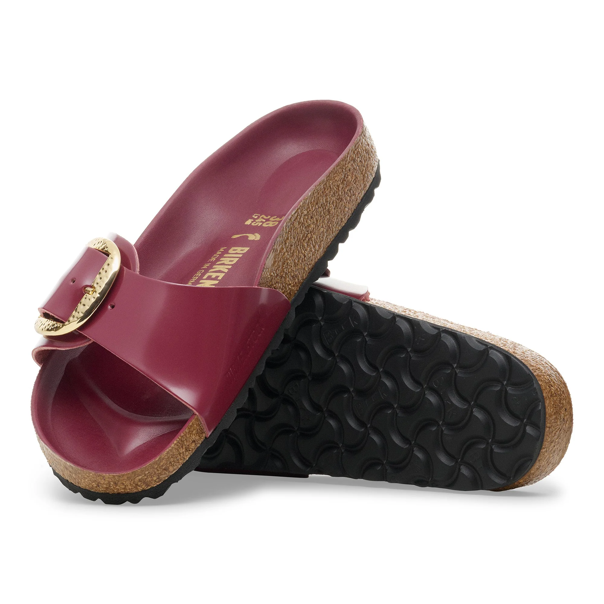Madrid Big Buckle Natural Leather Patent Zinfandel High Shine - Image 2