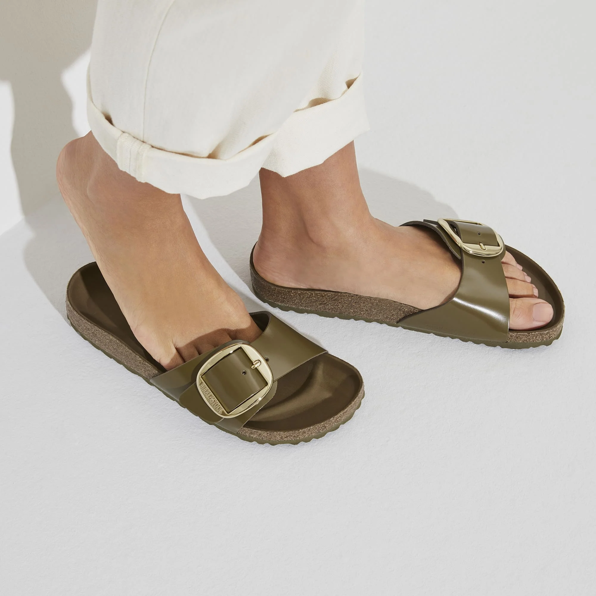 Madrid Big Buckle Natural Leather Patent - Image 9