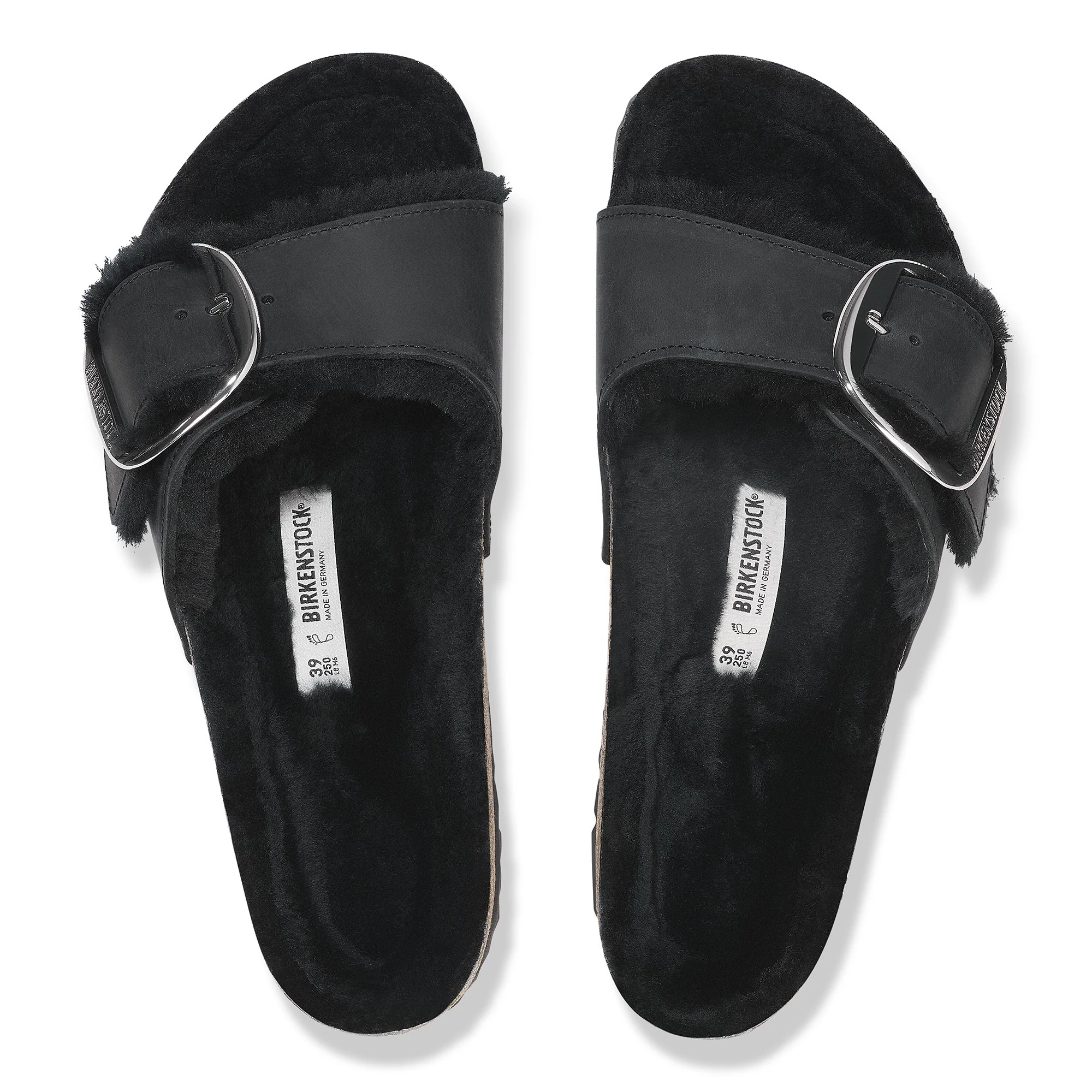 Madrid Big Buckle Shearling Natural Leather Oiled Black - Image 10