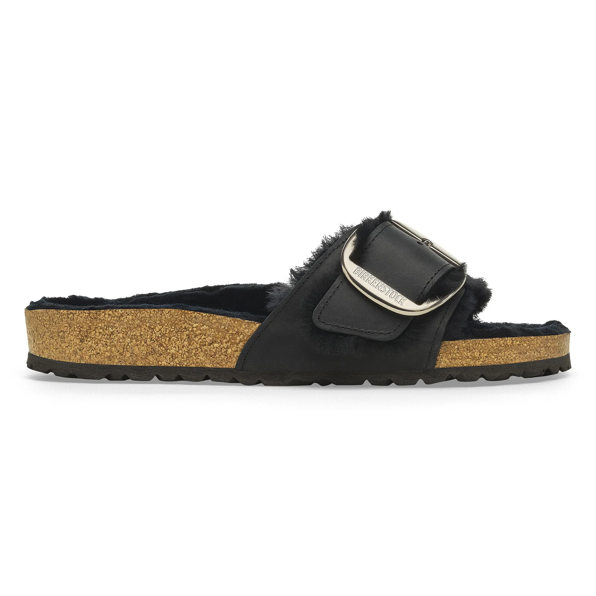 Madrid Big Buckle Shearling Natural Leather Oiled Black - Image 11