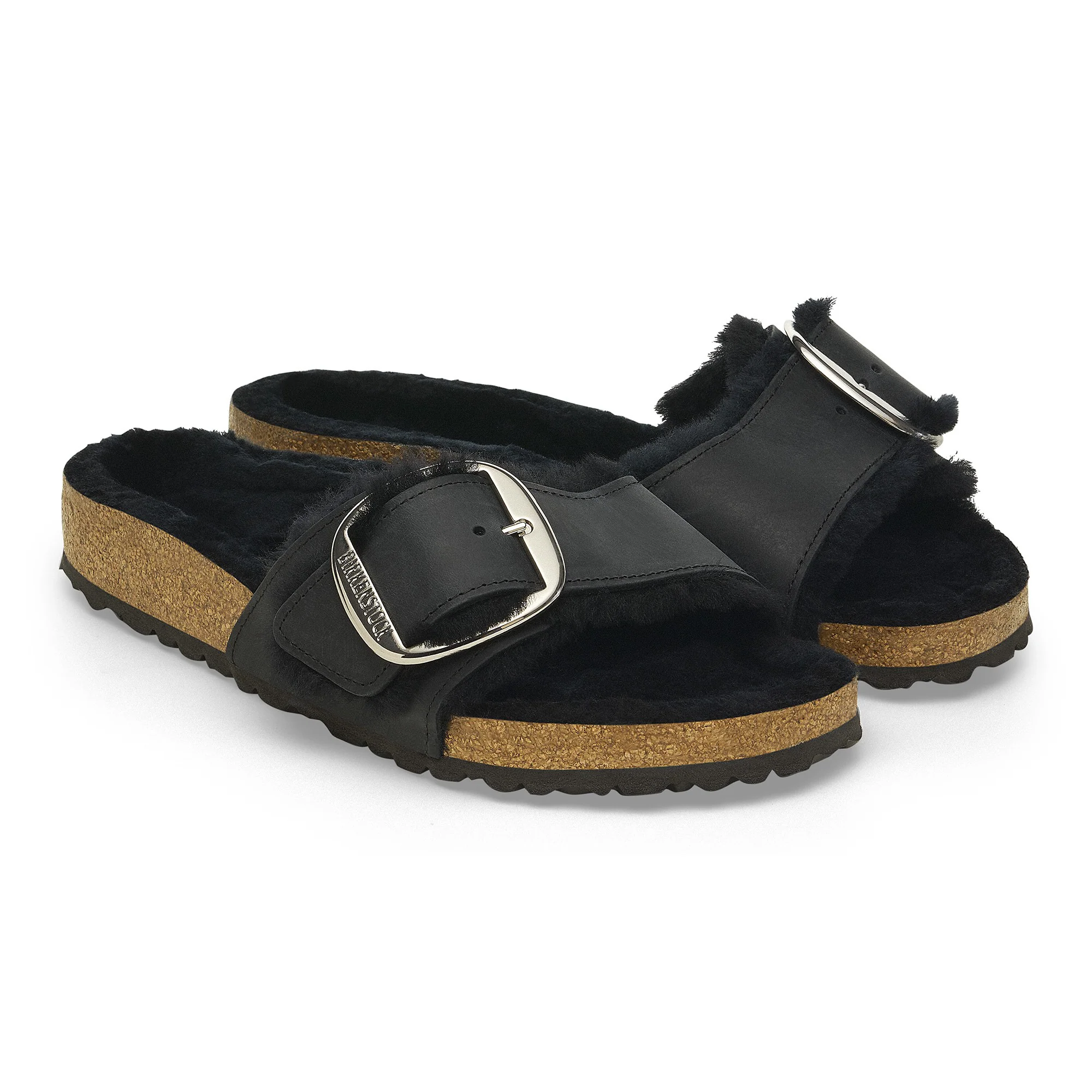 Madrid Big Buckle Shearling Natural Leather Oiled Black - Image 12