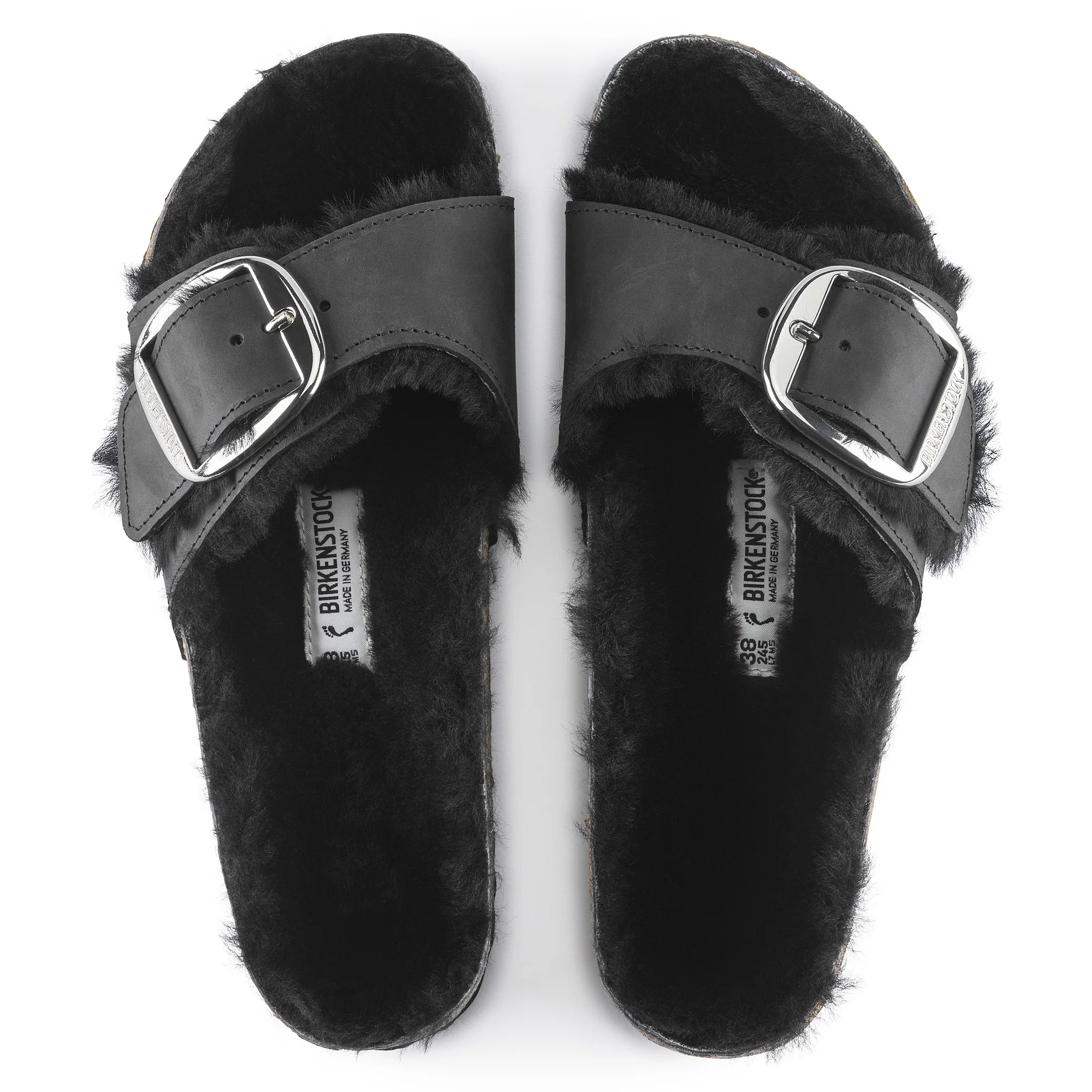 Madrid Big Buckle Shearling Natural Leather Oiled Black - Image 2