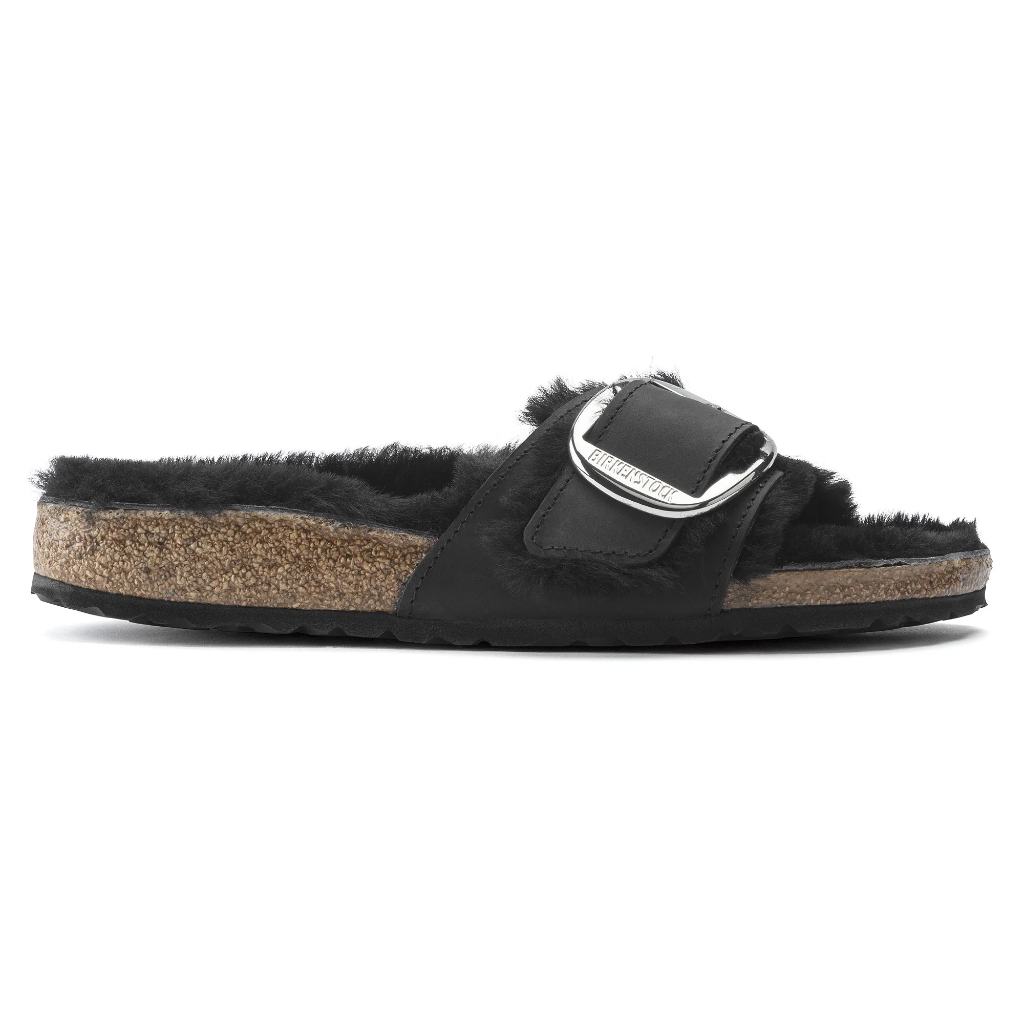 Madrid Big Buckle Shearling Natural Leather Oiled Black - Image 3