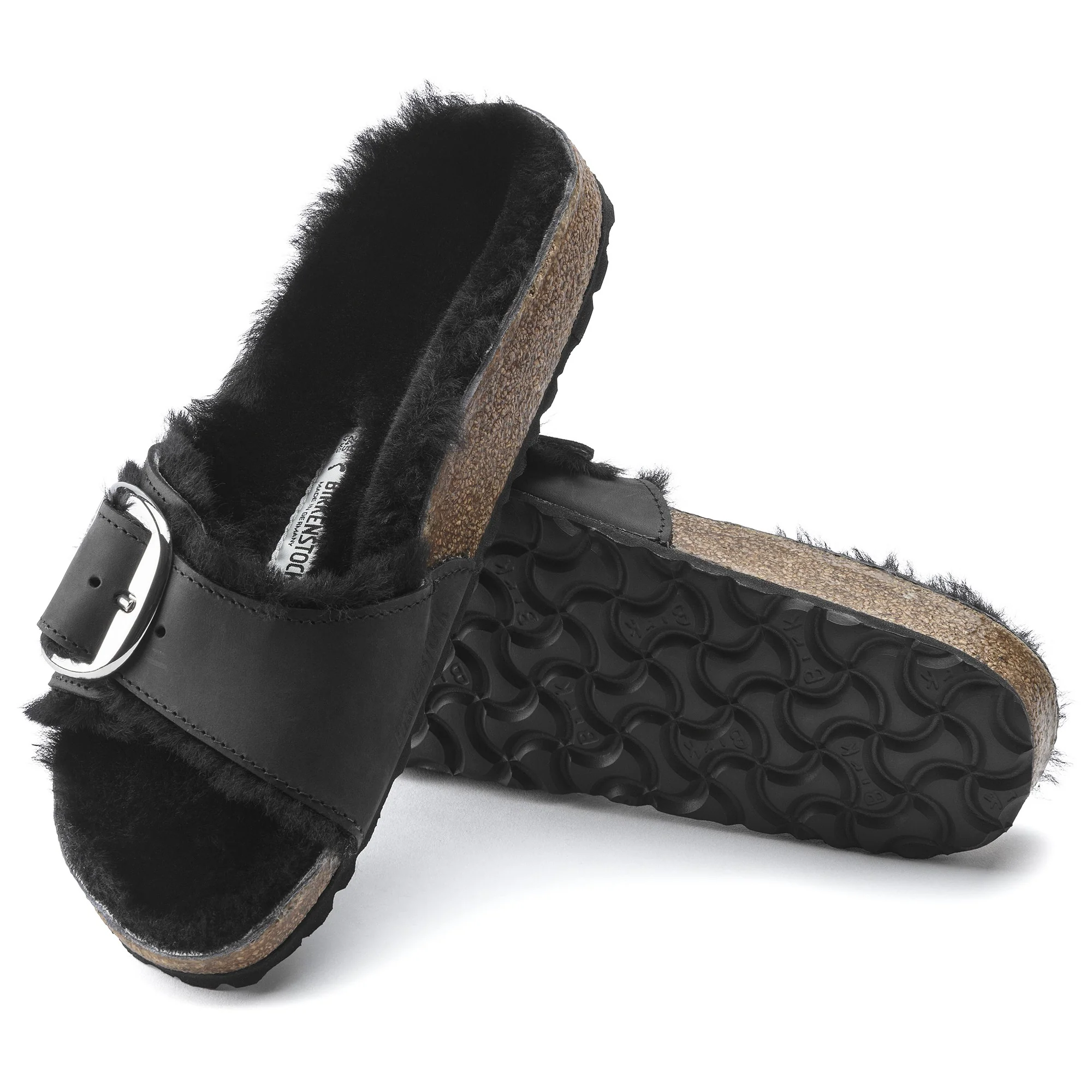 Madrid Big Buckle Shearling Natural Leather Oiled Black - Image 8